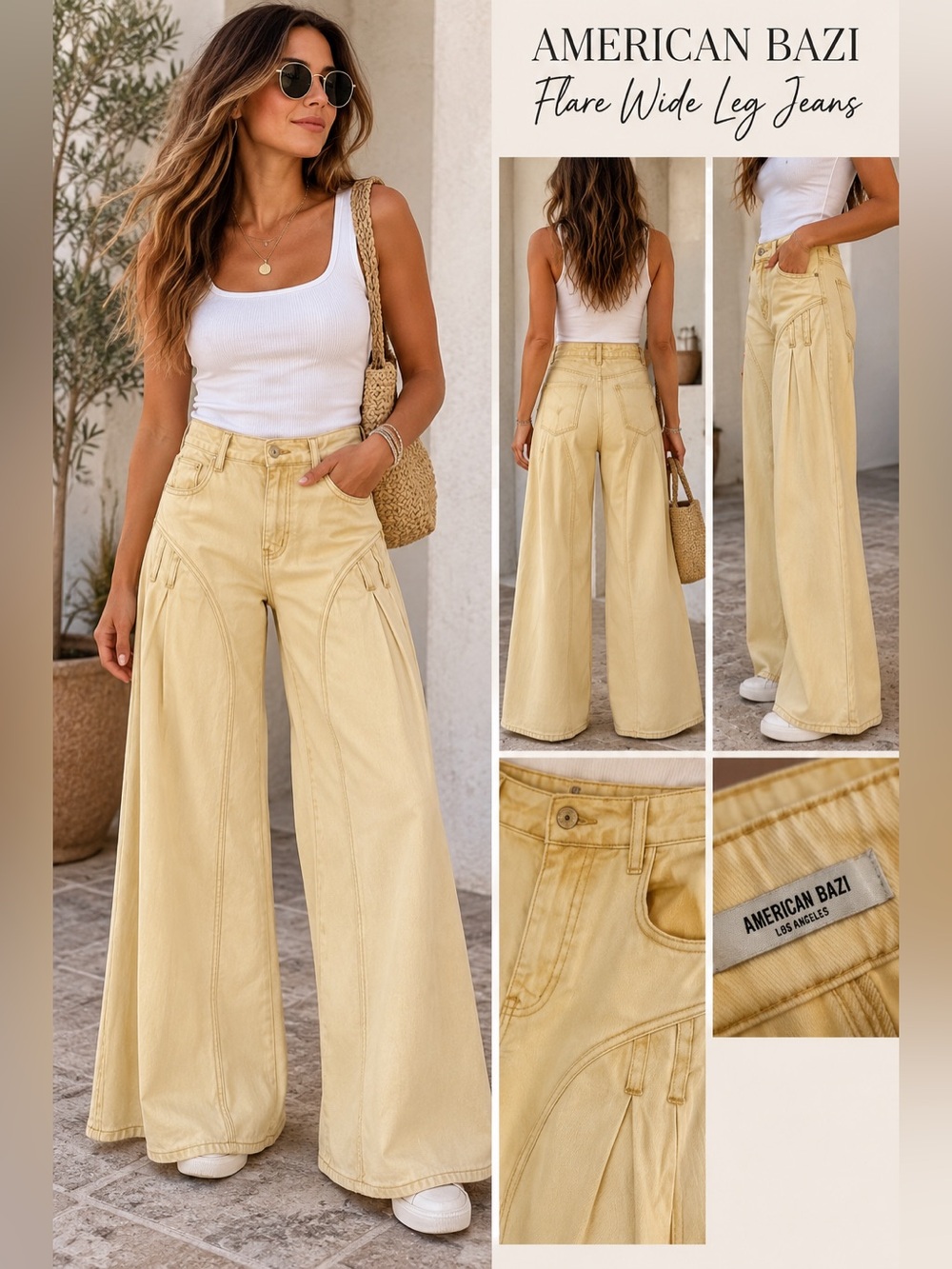 American Bazi Flare Wide Leg Jeans